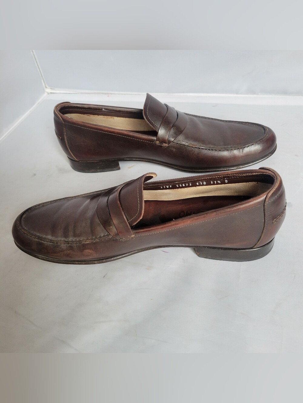 Salvatore Ferragamo Brown Leather Penny Loafer Men's Dress Shoes 11.5D Italy